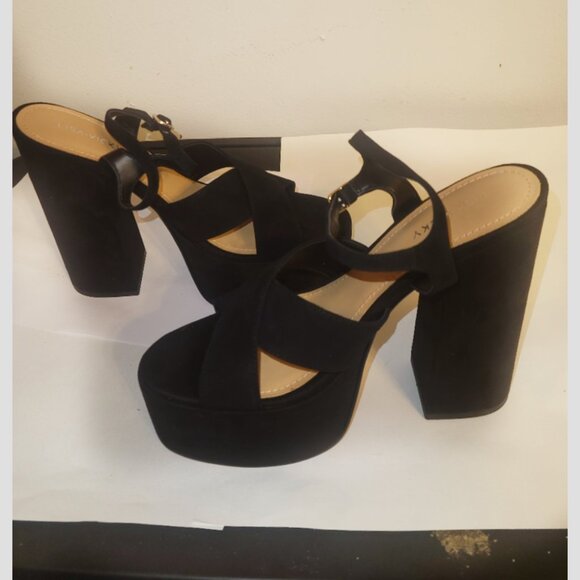 Lisa Vicky Jam Strapped Retro Platform Sandal Block Heel Black Size 9 New In Box - Picture 2 of 8